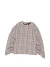 A.w.a.k.e. Checked Drawstring-sleeve Blouse In Multi