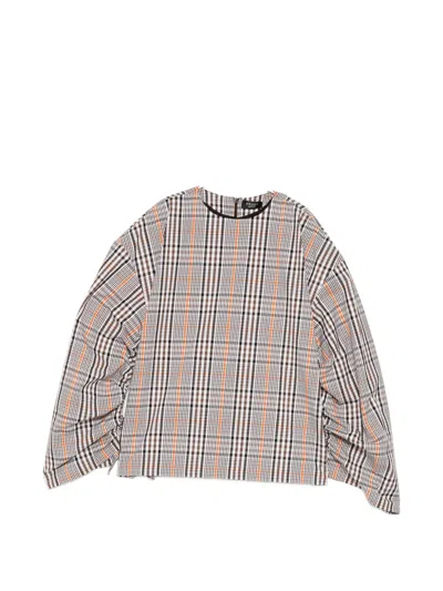 A.w.a.k.e. Checked Drawstring-sleeve Blouse In Multi