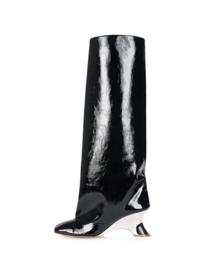 A.w.a.k.e. Christy Wedge Knee-high Boots In Black