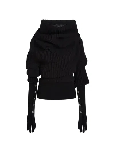 A.w.a.k.e. Chunky-knit Snood-style Sweater In Black