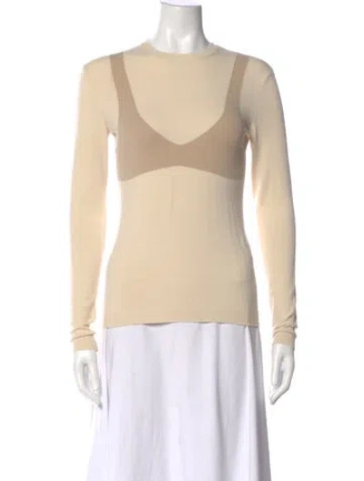 Pre-owned A.w.a.k.e. Colorblock Pattern Crew Neck Top In Neutral