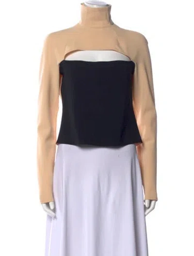 Pre-owned A.w.a.k.e. Colorblock Pattern Turtleneck Crop Top