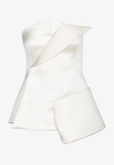 A.w.a.k.e. Corseted Tuxedo Strapless Top In White
