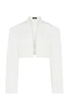 A.w.a.k.e. Cotton-blend Cropped Tuxedo Jacket In White