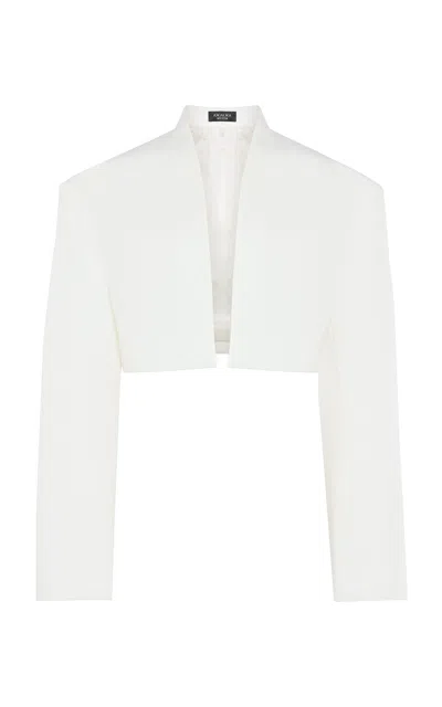 A.w.a.k.e. Cotton-blend Cropped Tuxedo Jacket In White
