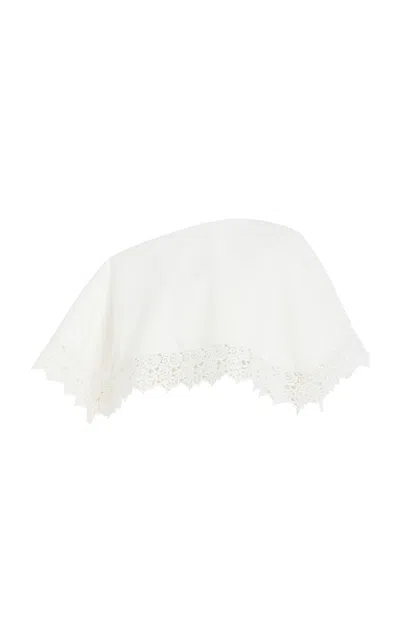 A.w.a.k.e. Cotton-blend Lace Trim Big Collar Top In White