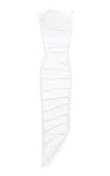 A.w.a.k.e. Cotton-blend Ruched Asymmetric Maxi Dress In White