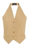 A.w.a.k.e. Cotton-blend Vest With Tie Back In Brown