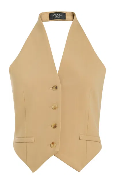 A.w.a.k.e. Cotton-blend Vest With Tie Back In Brown