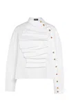 A.w.a.k.e. Cotton-blend Voluminous Bib-front Top In White