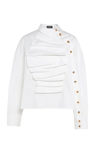 A.w.a.k.e. Cotton-blend Voluminous Bib-front Top In White