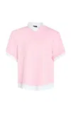 A.w.a.k.e. Cotton Double-collar Rugby Top With Shoulder Pads In Multi