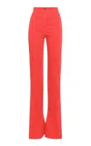 A.w.a.k.e. Cotton Fitted Flared Pants With Split Hem In Red