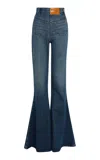 A.w.a.k.e. Cotton Flared Mirror Jeans In Blue