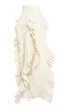 A.w.a.k.e. Cotton-linen Laminary Pleated Maxi Skirt In White
