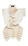 A.w.a.k.e. Cotton-linen Ruffle Structural Top In Neutral