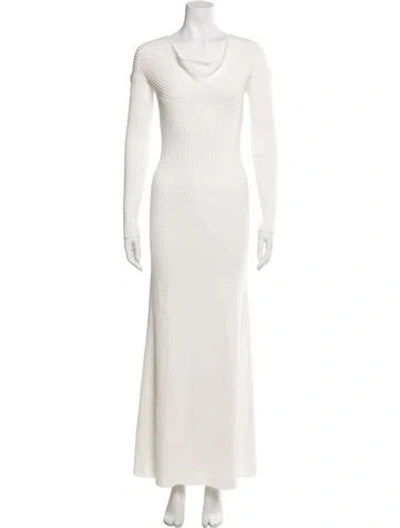 Pre-owned A.w.a.k.e. Cowl Neck Long Dress In White