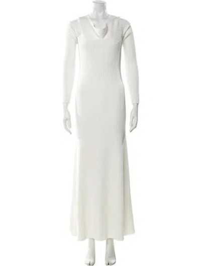 Pre-owned A.w.a.k.e. Cowl Neck Long Dress In White