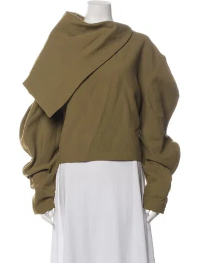 Pre-owned A.w.a.k.e. Cowl Neck Long Sleeve Top In Green