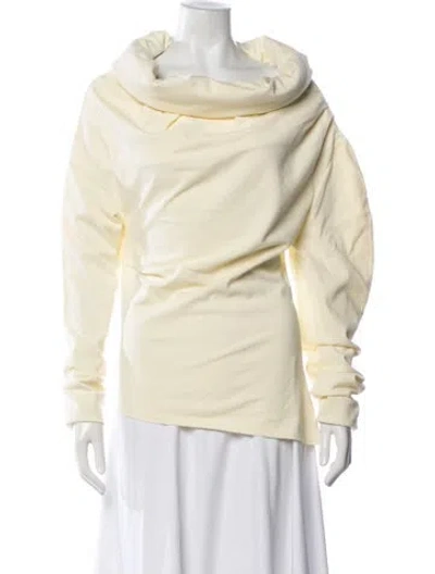 Pre-owned A.w.a.k.e. Cowl Neck Long Sleeve Top In Neutrals