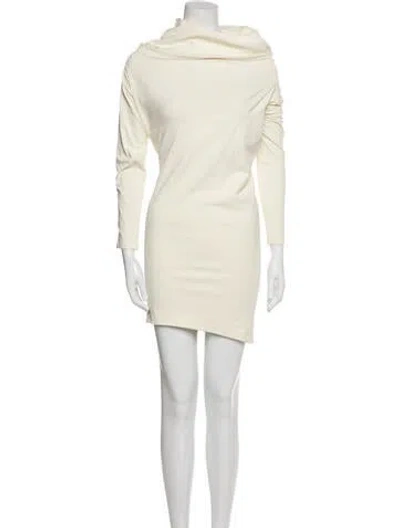 Pre-owned A.w.a.k.e. Cowl Neck Mini Dress In Neutral