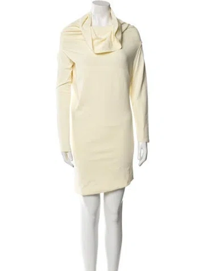 Pre-owned A.w.a.k.e. Cowl Neck Mini Dress In Yellow