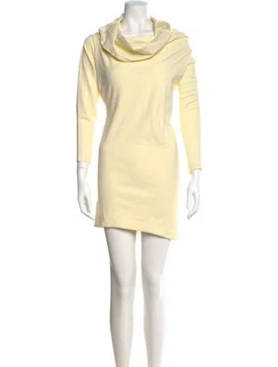 Pre-owned A.w.a.k.e. Cowl Neck Mini Dress In Yellow