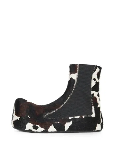 A.w.a.k.e. Cow-print Pony-hair Ankle Boots In Brown