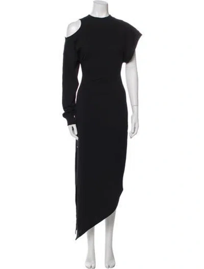 Pre-owned A.w.a.k.e. Crew Neck Long Dress In Black