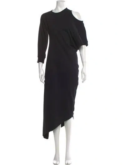 Pre-owned A.w.a.k.e. Crew Neck Long Dress In Black