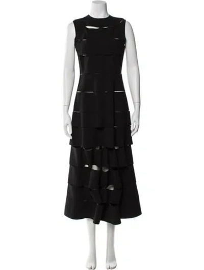 Pre-owned A.w.a.k.e. Crew Neck Long Dress In Black