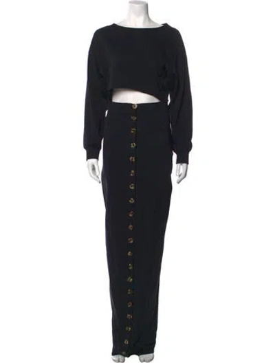 Pre-owned A.w.a.k.e. Crew Neck Long Dress In Black