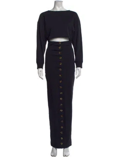 Pre-owned A.w.a.k.e. Crew Neck Long Dress In Black