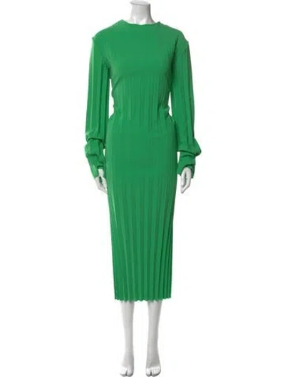 Pre-owned A.w.a.k.e. Crew Neck Long Dress In Green