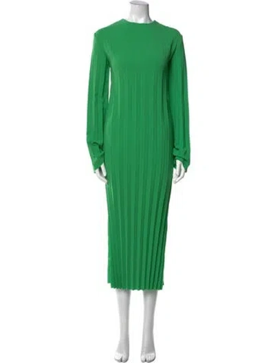 Pre-owned A.w.a.k.e. Crew Neck Long Dress In Green