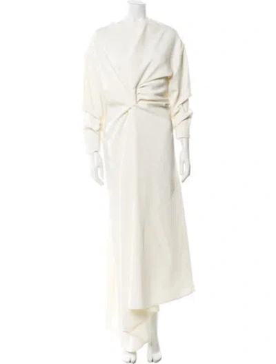 Pre-owned A.w.a.k.e. Crew Neck Long Dress In Neutral