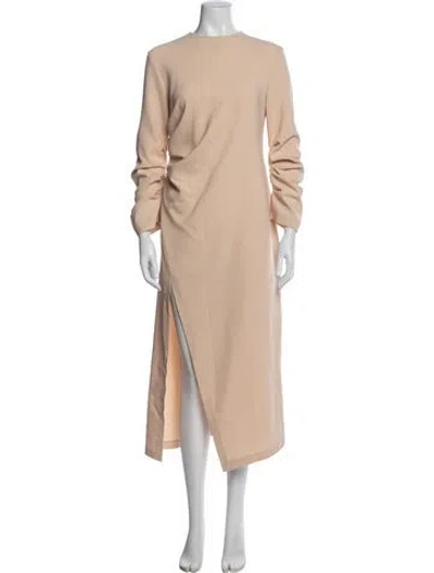 Pre-owned A.w.a.k.e. Crew Neck Long Dress W/ Tags In Neutrals