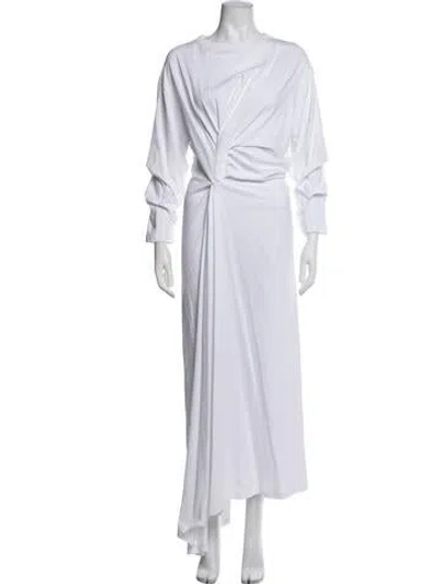 Pre-owned A.w.a.k.e. Crew Neck Long Dress In White