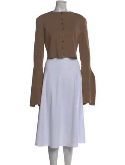 Pre-owned A.w.a.k.e. Crew Neck Long Sleeve Crop Top In Brown