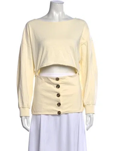 Pre-owned A.w.a.k.e. Crew Neck Long Sleeve Crop Top In Neutral