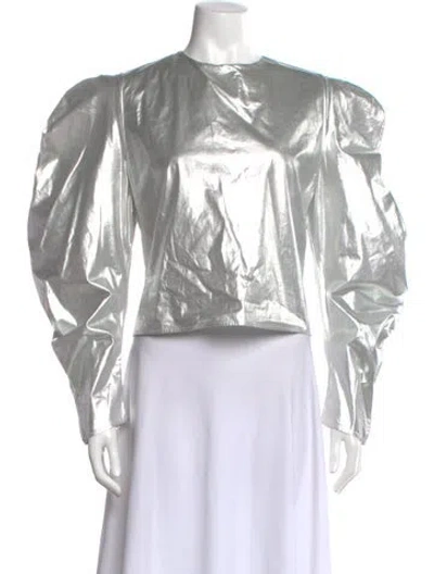 Pre-owned A.w.a.k.e. Crew Neck Long Sleeve Top In Silver