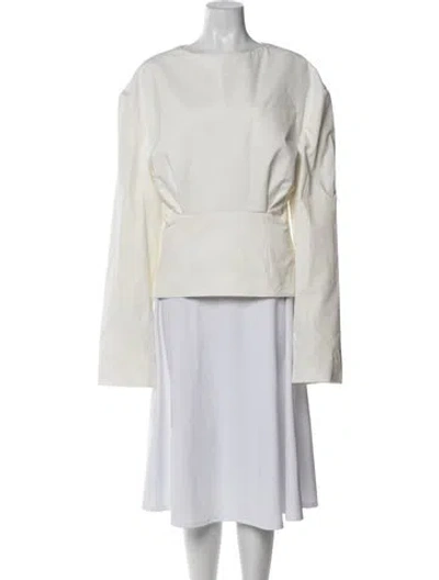 Pre-owned A.w.a.k.e. Crew Neck Long Sleeve Top W/ Tags In Neutrals/white