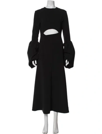 Pre-owned A.w.a.k.e. Crew Neck Midi Length Dress In Black