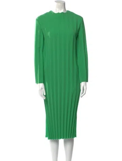 Pre-owned A.w.a.k.e. Crew Neck Midi Length Dress In Green