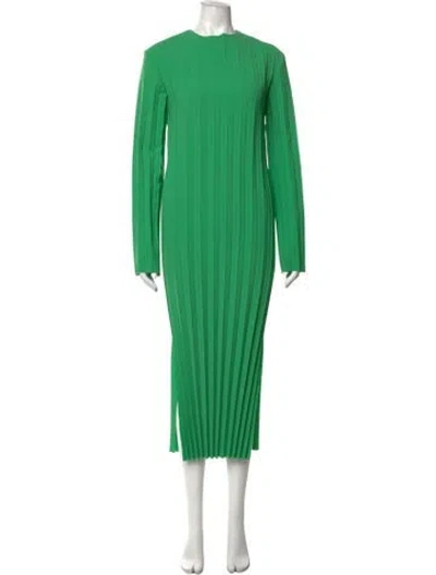 Pre-owned A.w.a.k.e. Crew Neck Midi Length Dress In Green
