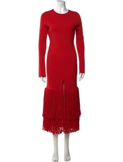 Pre-owned A.w.a.k.e. Crew Neck Midi Length Dress W/ Tags In Red