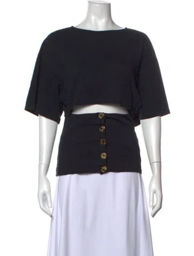 Pre-owned A.w.a.k.e. Crew Neck Short Sleeve Crop Top W/ Tags In Black
