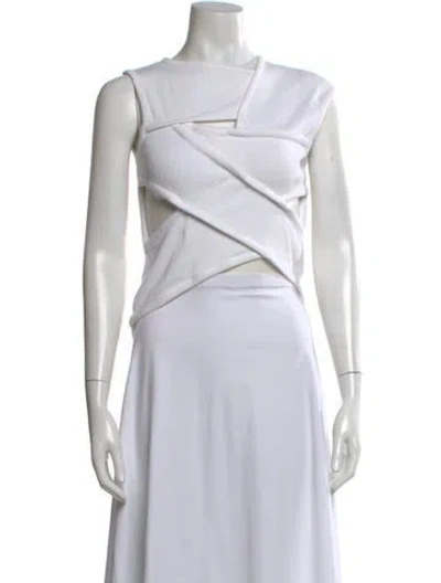 Pre-owned A.w.a.k.e. Crew Neck Sleeveless Top In White