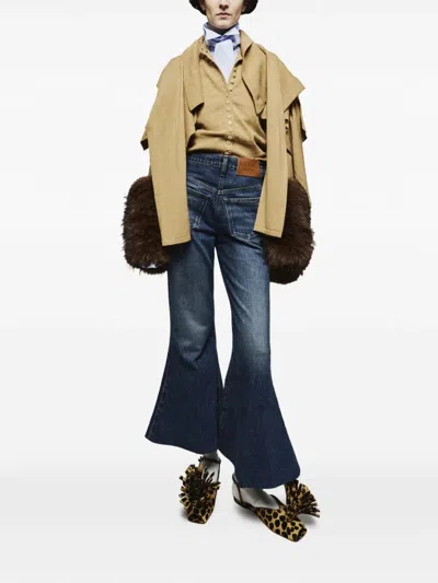 A.w.a.k.e. Cropped Flared Jeans In Blue