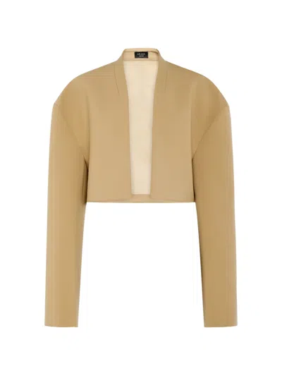 A.w.a.k.e. Cropped Tuxedo Jacket In Neutral